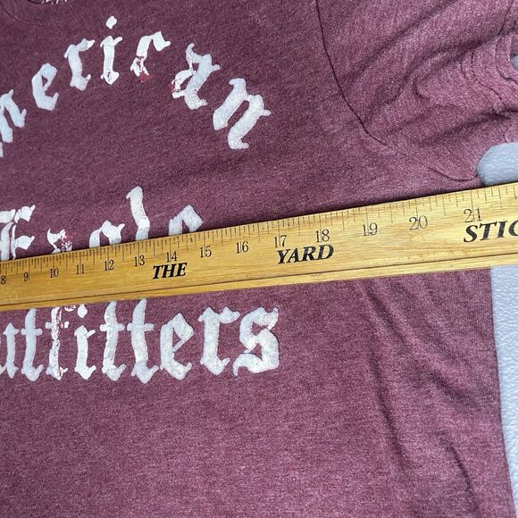 AMERICAN EAGLE T-Shirt Vintage Fit Velvet Distressed Short Sleeve Y2K Mens L Red - Picture 7 of 7